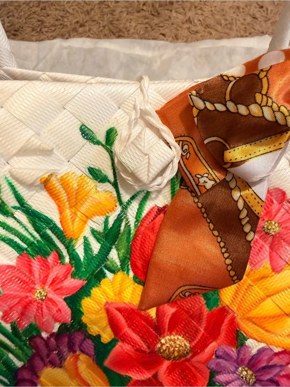 Habi at Pintura Floral Plastic Bayong Waterproof Tote Bag